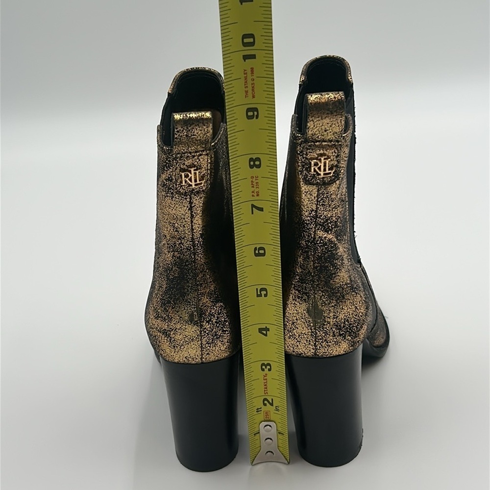 Lauren Ralph Lauren Mylah Gold Distressed Metallic Leather Ankle Boots | 6B NWB - Picture 7 of 12
